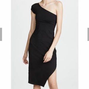 Susana Monaco Asymmetrical one shouldered black sheath- sz  S-